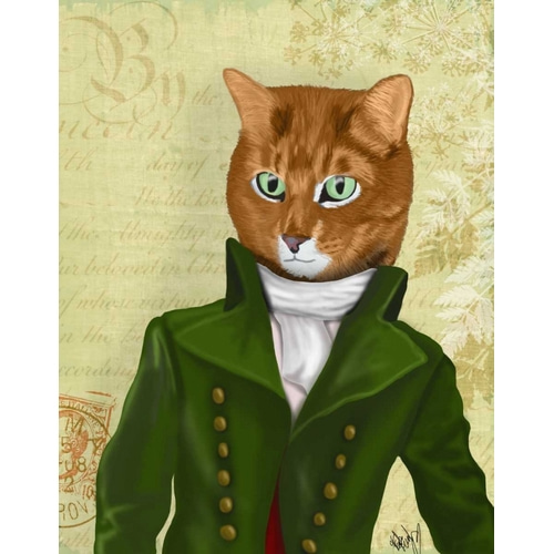 Ginger Cat in Green Coat