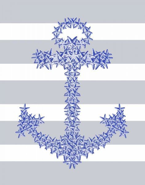 Blue Starfish Anchor on Grey and White
