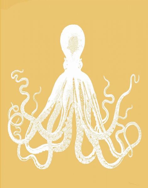 Octopus 1 White On Mustard