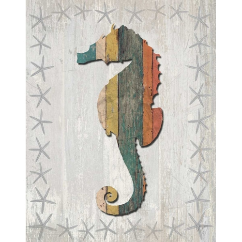 Distressed Wood Style Seahorse 1