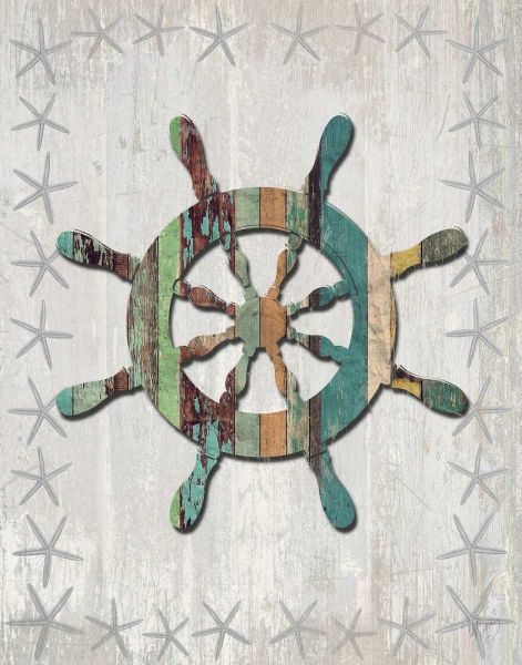 Distressed Wood Style Ships Wheel 1