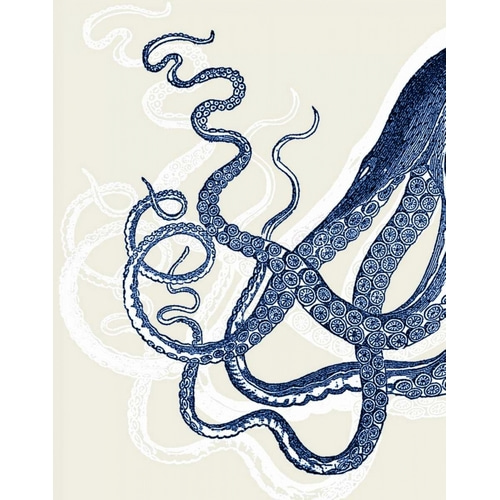Octopus Print Blue on Cream a