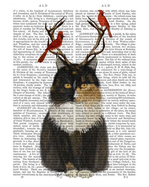 Tortoiseshell Cat, Antlers and Red Birds