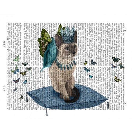 Cat on Pillow with Butterflies