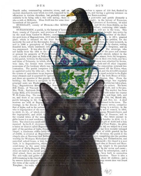 Black Cat with Teacups and Blackbird