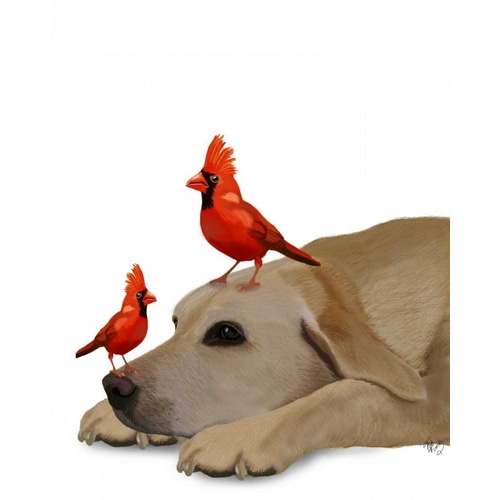 Labrador with Red Birds