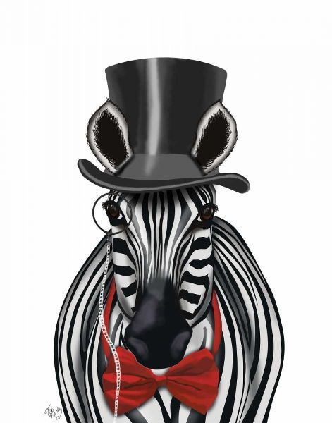 Zebra with Top Hat and Bow Tie 2, Forwards