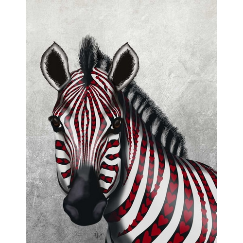 Zebra, Red Love Hearts