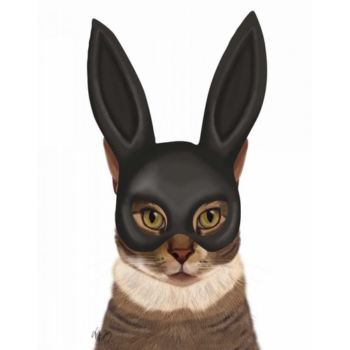 Cat with Bunny Mask