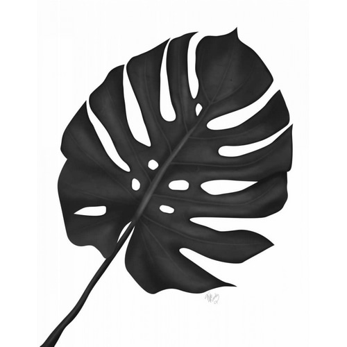 Monstera Leaf 1, Black On White
