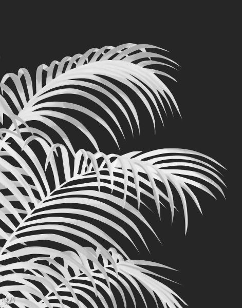 Palm Leaf 1, White On Black