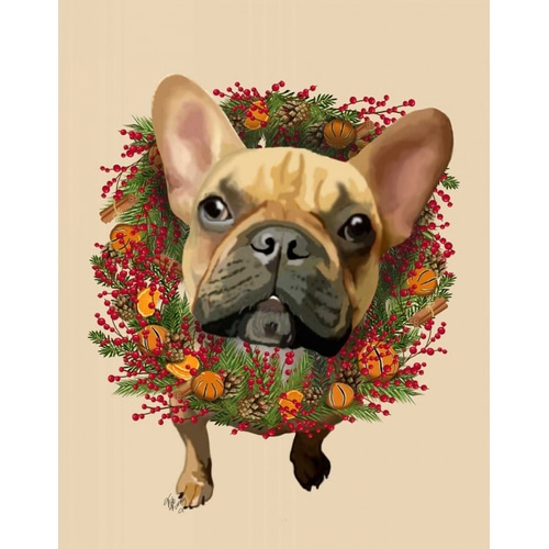 French Bulldog, Cranberry Wreath