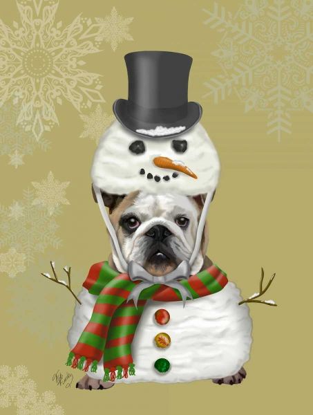 English Bulldog, Snowman Costume