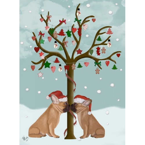 French Bulldogs and Christmas Tree