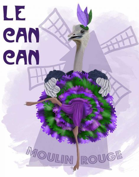 Ostrich, Can Can in Purple and Green