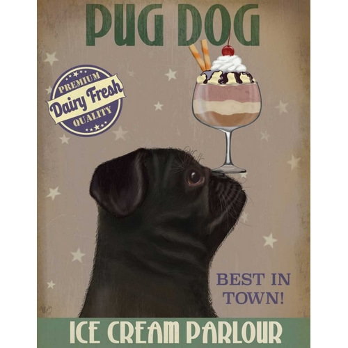 Pug, Black, Ice Cream