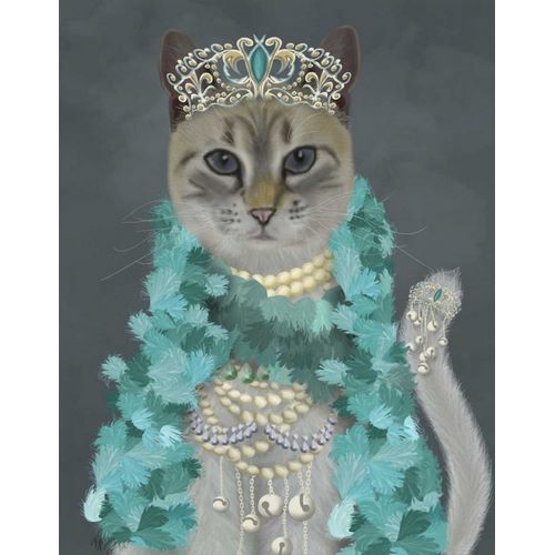 Grey Cat With Bells, Portrait