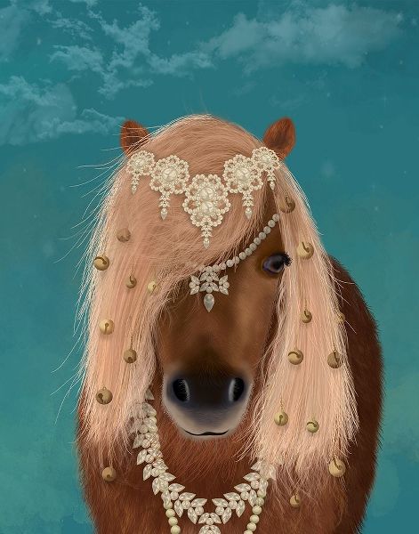 Horse Brown Pony with Bells, Portrait
