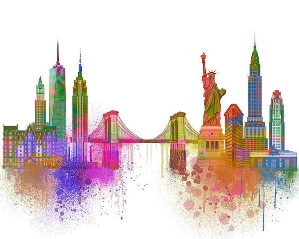 New York Skyline Rainbow Bright