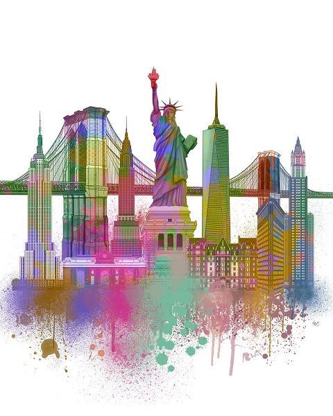 New York Skyline Rainbow Bright