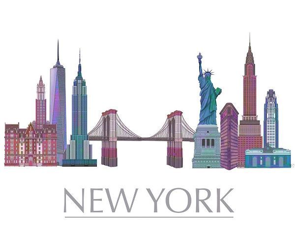 New York Skyline Coloured Buildings