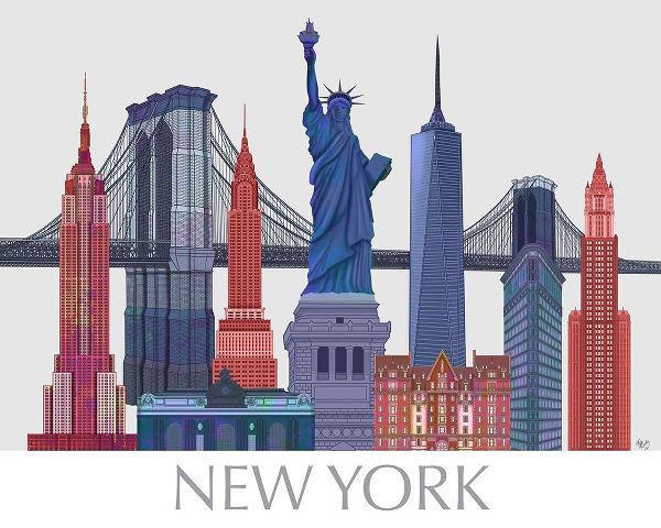 New York Landmarks , Red Blue