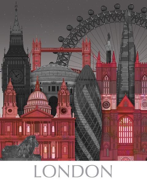 London Elevations by Night Red