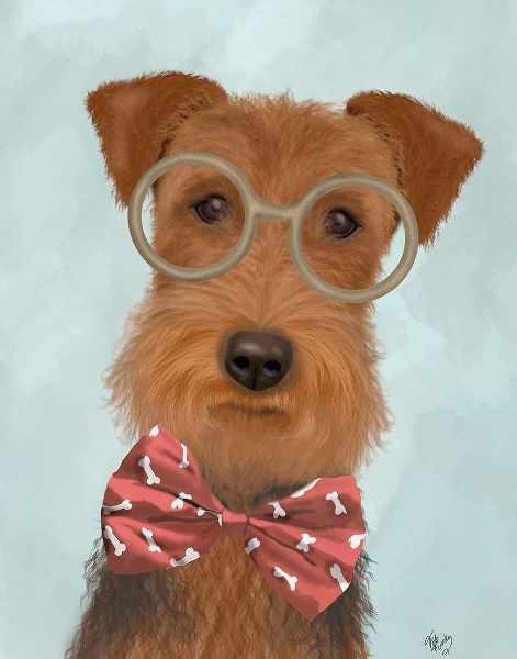 Airedale with Glasses and Bow Tie