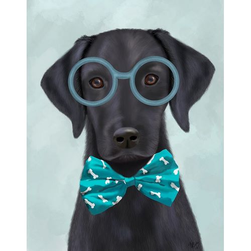 Black Labrador with Glasses and Bow Tie