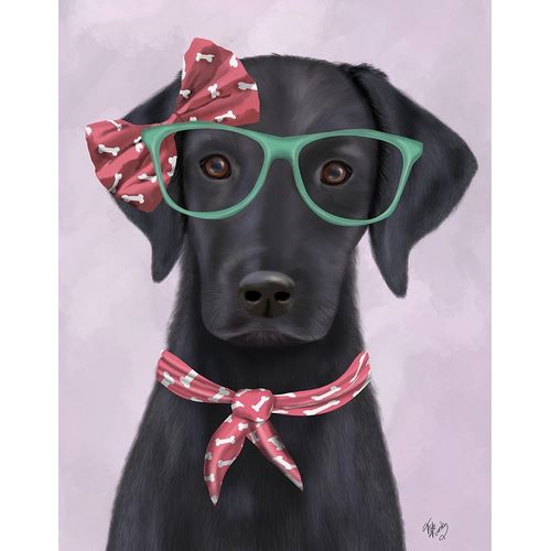 Black Labrador with Glasses and Scarf