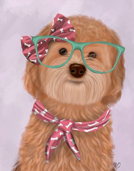 Cockerpoo, Apricot, with Glasses and Scarf