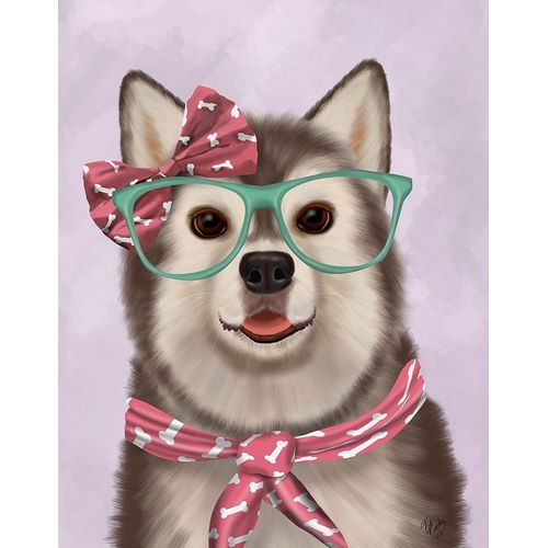 Husky with Glasses and Scarf