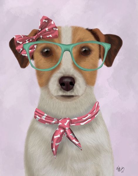 Jack Russell with Glasses and Scarf