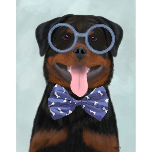 Rottweiler with Glasses and Bow Tie