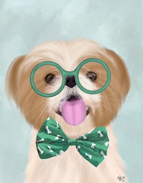Shih Tsu with Glasses and Bow Tie