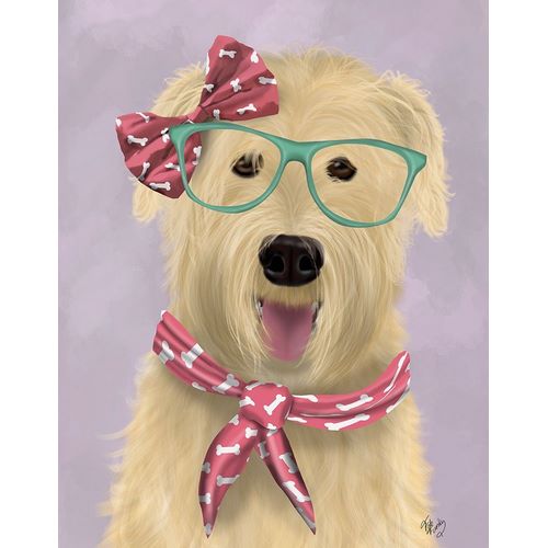 Wheaten Terrier with Glasses and Scarf