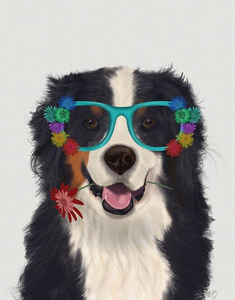 Bernese and Flower Glasses