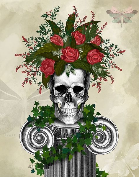 Skull with Roses and Berries