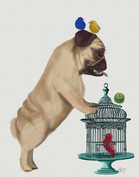 Pug and Birdcage