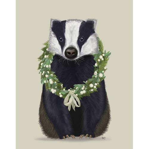 Christmas Badger and Sage Wreath