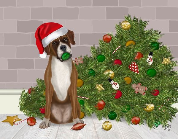 Christmas Boxer and Broken Christmas Tree