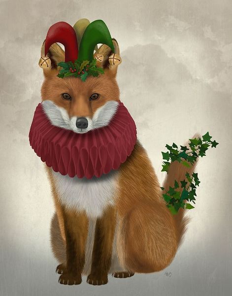 Christmas Holly and Ivy Fox