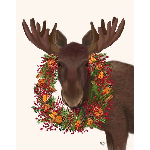 Christmas Moose and Cranberry Wreath