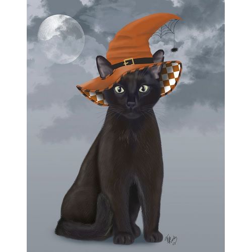 Halloween Black Cat in Witches Hat