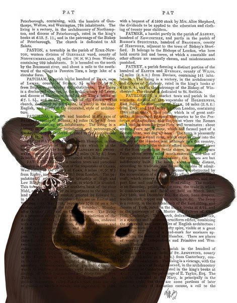 Cow with Flower Crown 1 Book Print