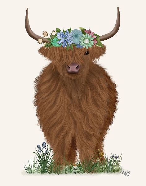 Highland Cow with Flower Crown 2, Full