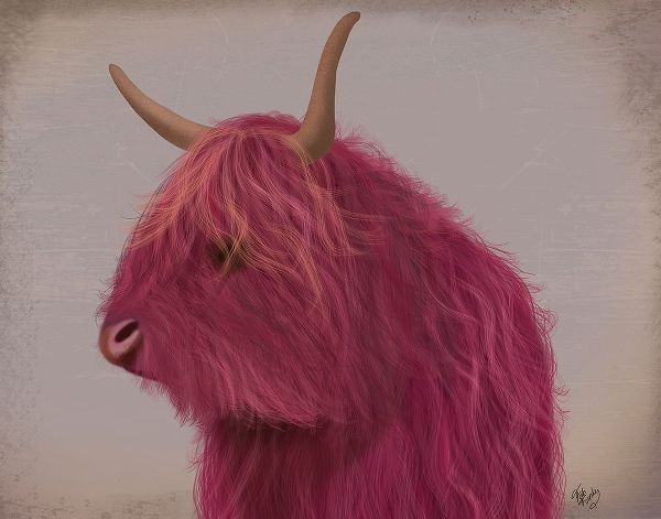 Highland Cow 4, Pink, Portrait