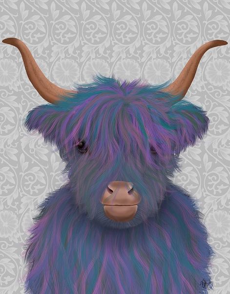 Highland Cow 7, Purple, Portrait