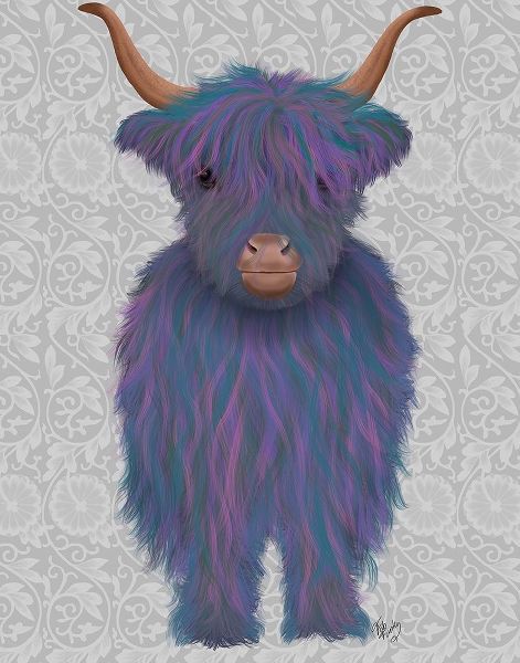 Highland Cow 7, Purple, Full