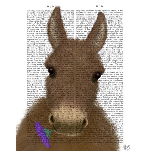 Donkey Purple Flower Book Print